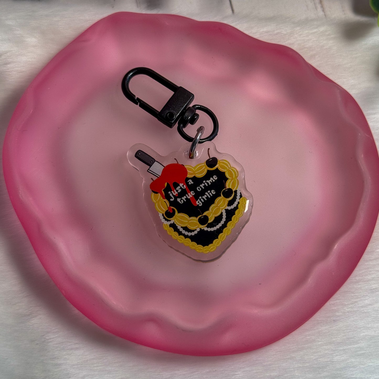 Just A True Crime Girlie Cake Keyring
