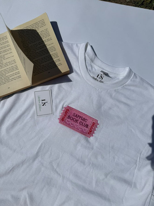 Sapphic Book Club Ticket Stub Embroidered T-shirt, Sweatshirt, Hoodie
