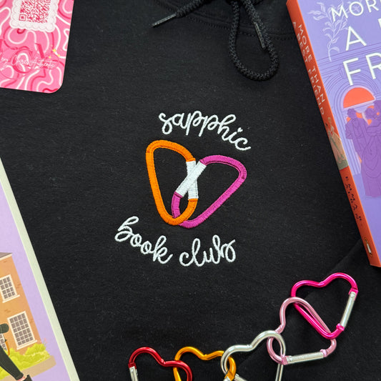 Carabiner Sapphic Book Club Embroidered T-shirt, Sweatshirt, Hoodie