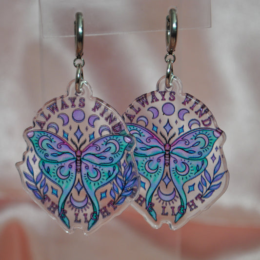 Always Find The Light Moth Earrings