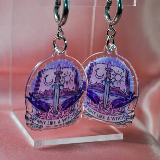 Fight Like A Witch Book Earrings