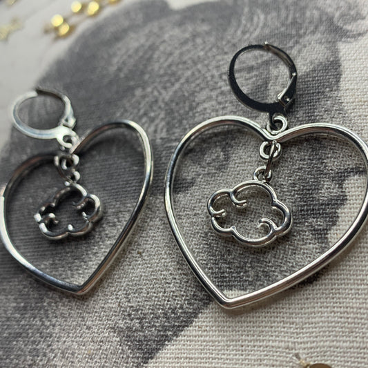 Cute Cloud in a Heart Huggie Hoop Earrings - Lxyclr Authentic