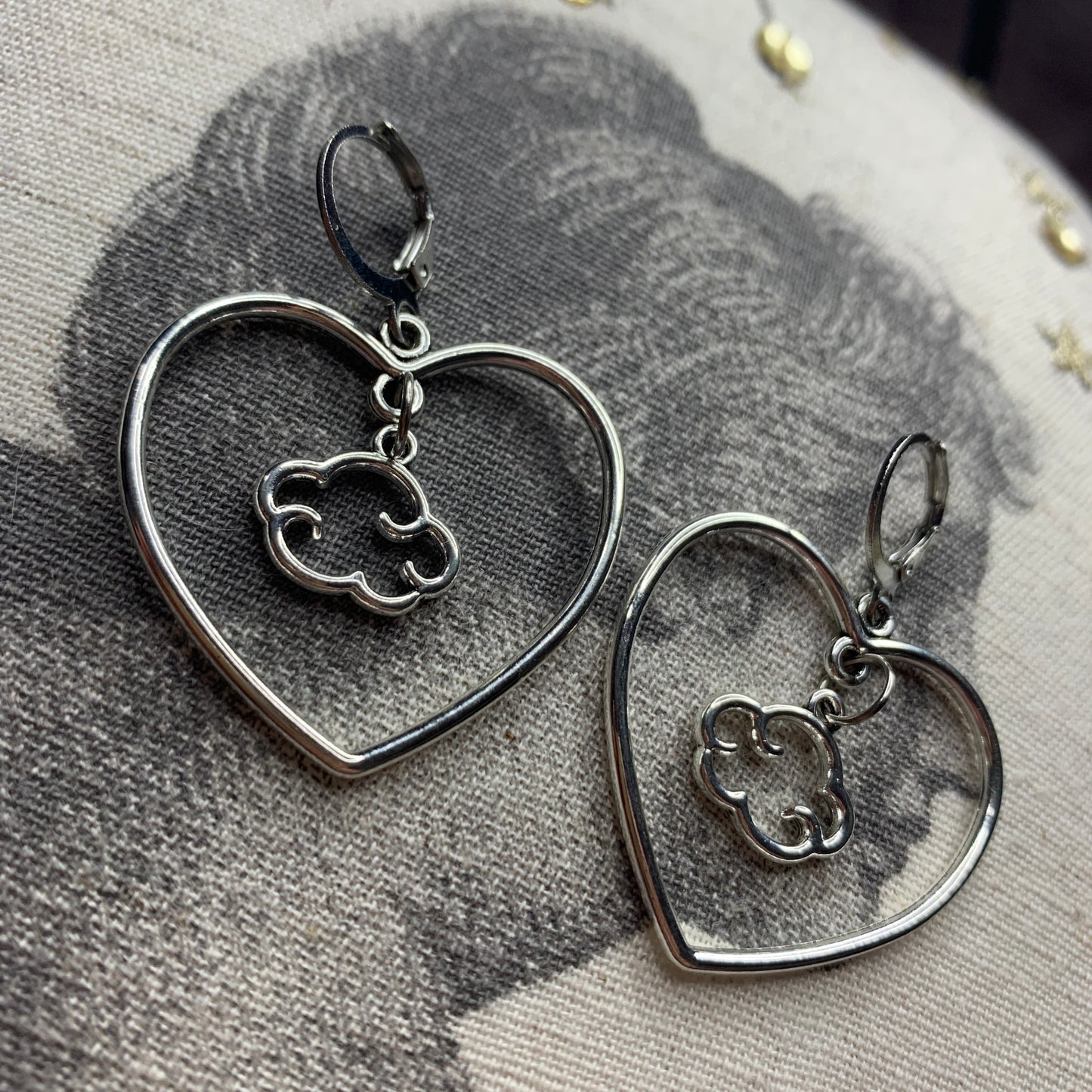 Cute Cloud in a Heart Huggie Hoop Earrings - Lxyclr Authentic