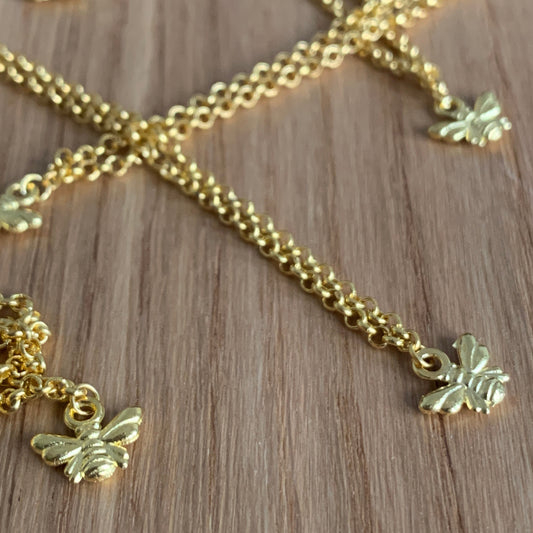 Simple Gold Bee Charm Necklace - Lxyclr Authentic