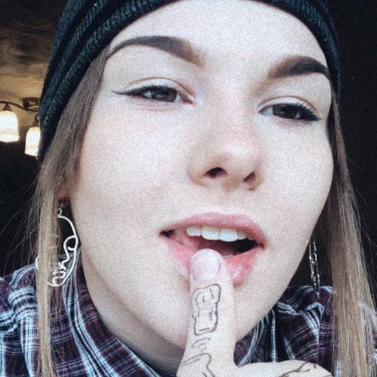 Silver Abstract Face Huggie Hoop Earrings - Lxyclr Authentic