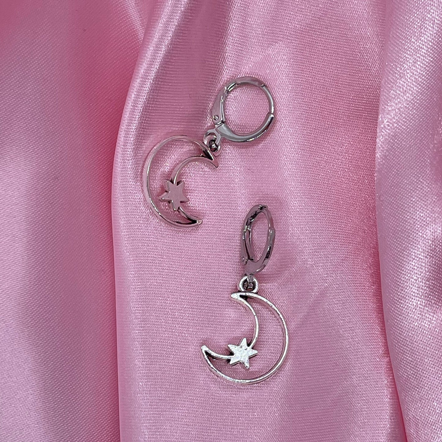 Crescent Moon and Star Huggie Hoop Earrings - Lxyclr Authentic