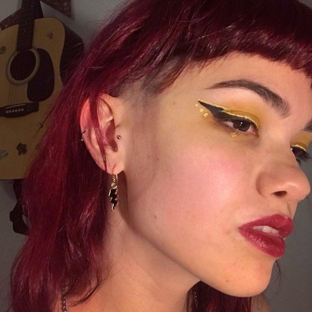 Multicoloured Gold Lightning Bolt Dangle Earrings - Lxyclr Authentic