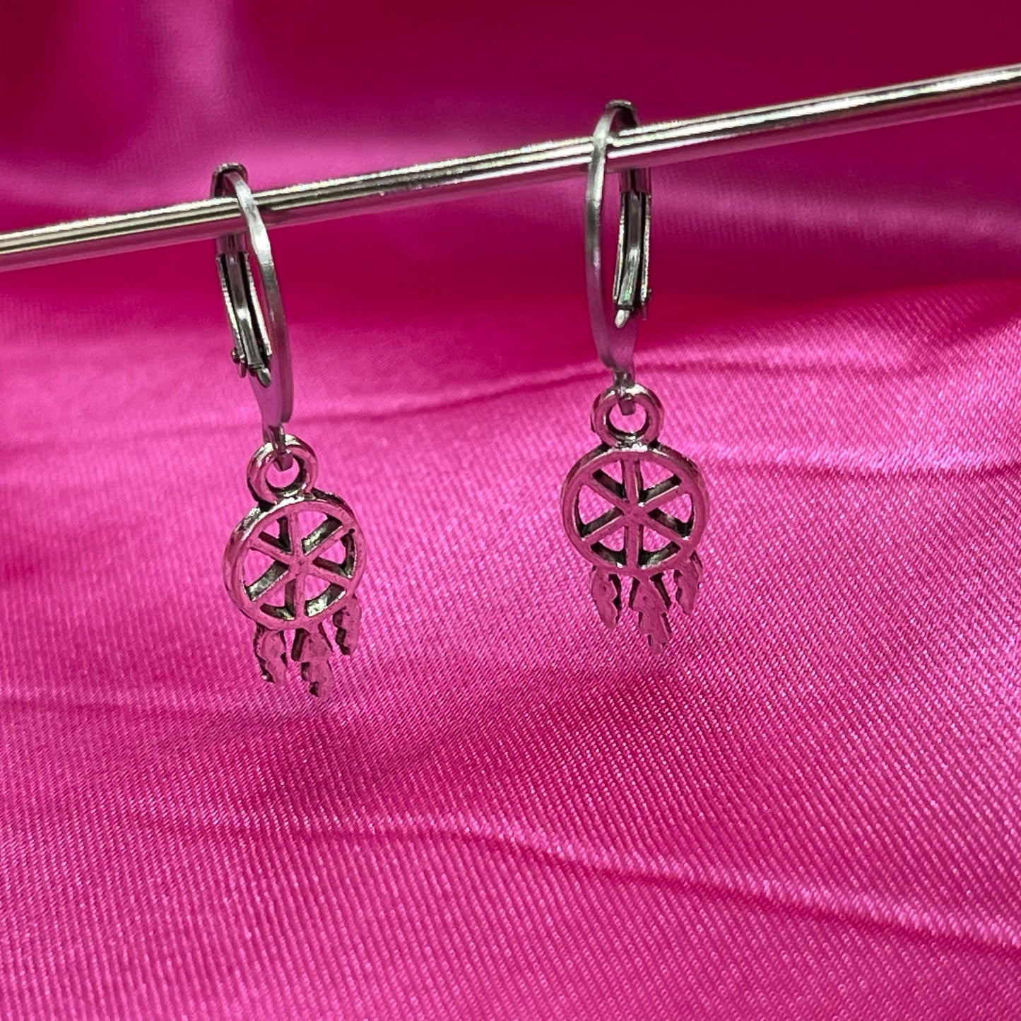 Dainty Silver Dreamcatcher Huggie Hoop Earrings - Lxyclr Authentic