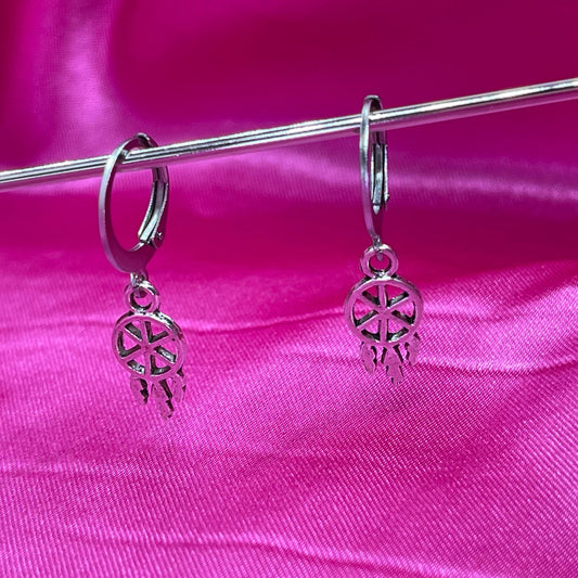 Dainty Silver Dreamcatcher Huggie Hoop Earrings - Lxyclr Authentic