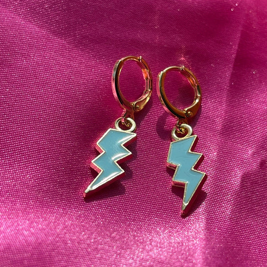 Multicoloured Gold Lightning Bolt Dangle Earrings - Lxyclr Authentic