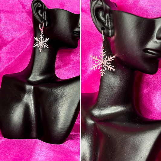 Bright Snowflake Huggie Hoop Earrings - Lxyclr Authentic