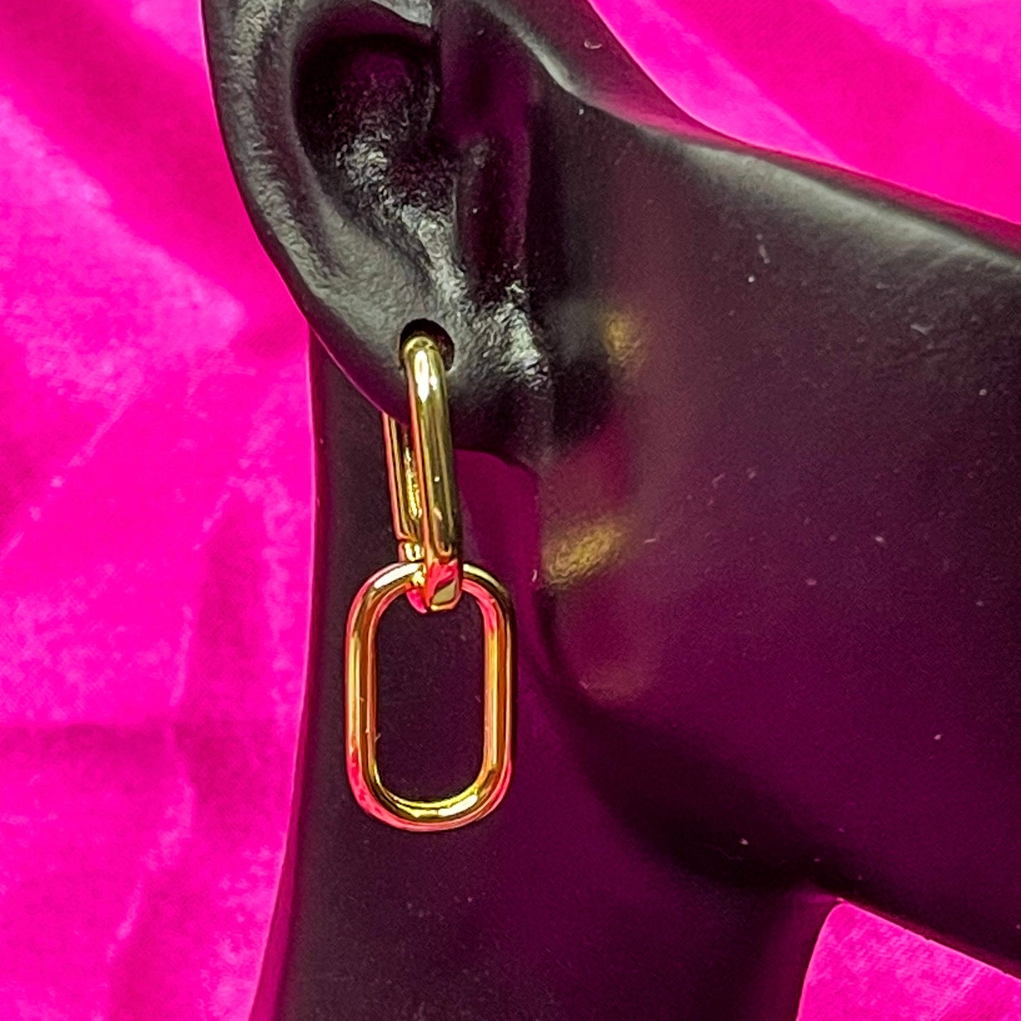 Double Rectangular Oval Clicker Hoops - Lxyclr Authentic