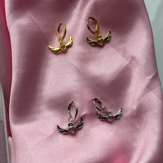 Flying Hearts Huggie Hoop Earrings - Lxyclr Authentic