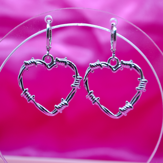 Barbed Wire Heart Earrings