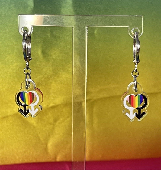 Progress Rainbow Mars Pride Flag Inspired Earrings - Lxyclr Authentic