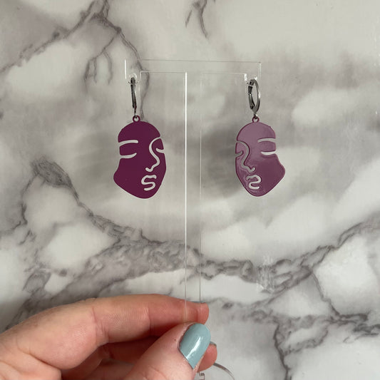 Bright Abstract Face Huggie Hoop Earrings - Lxyclr Authentic