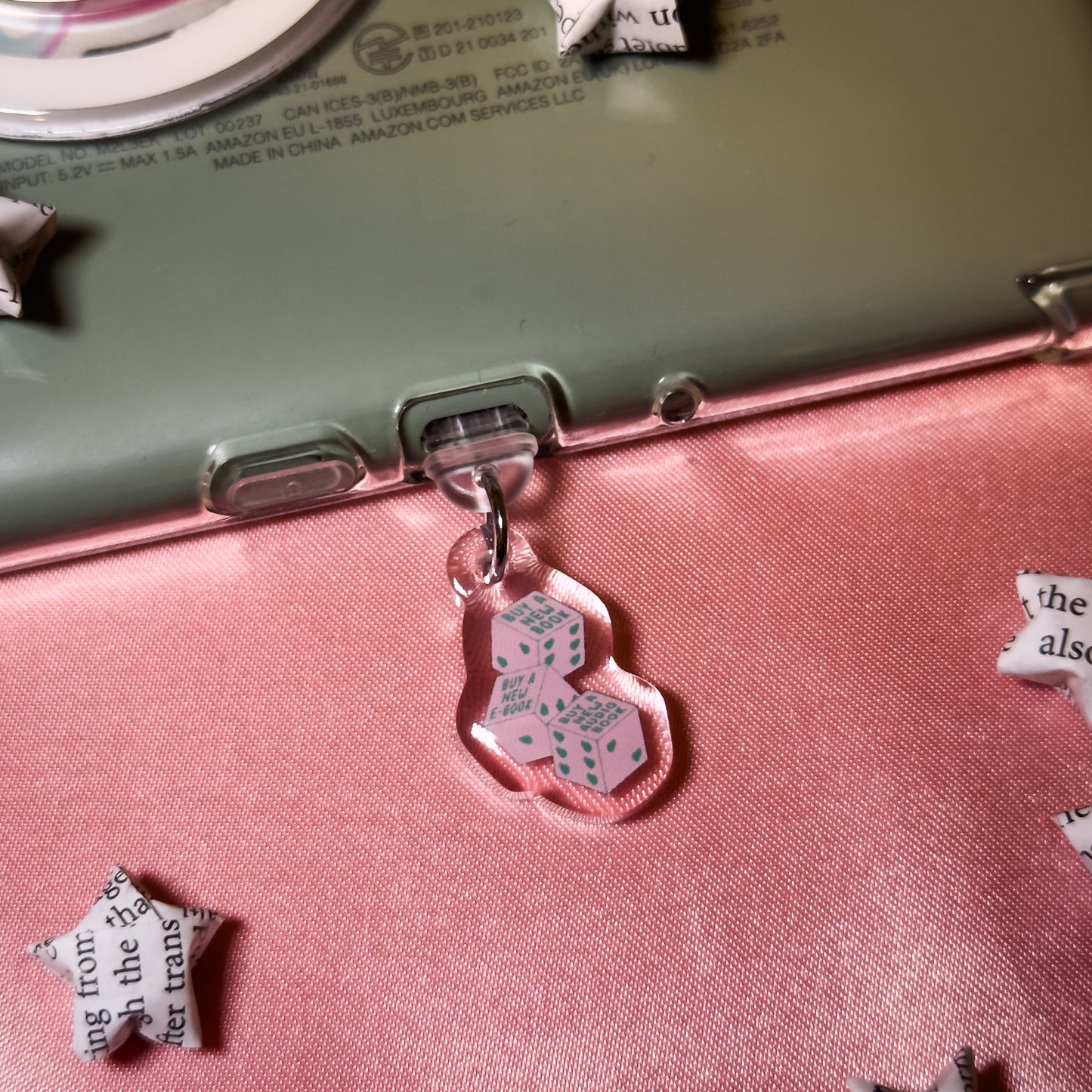 Buy A New Book Dice Kindle Phone Charm