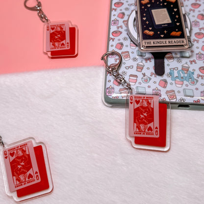 Queen of Books Playing Card Keyring