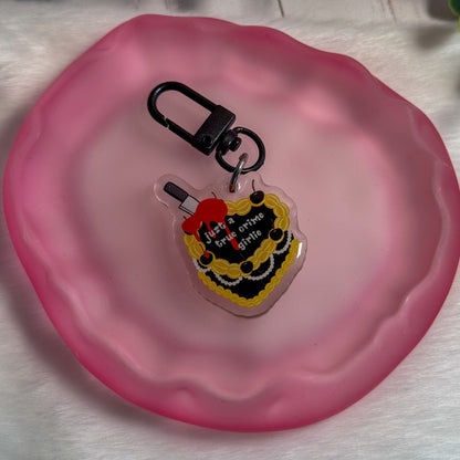Just A True Crime Girlie Cake Keyring