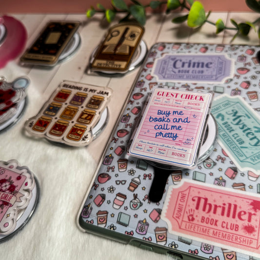 Buy Me Books and Call Me Pretty Guest Check Magnetic Kindle Grip | MagSafe Kindle & Phone Grip