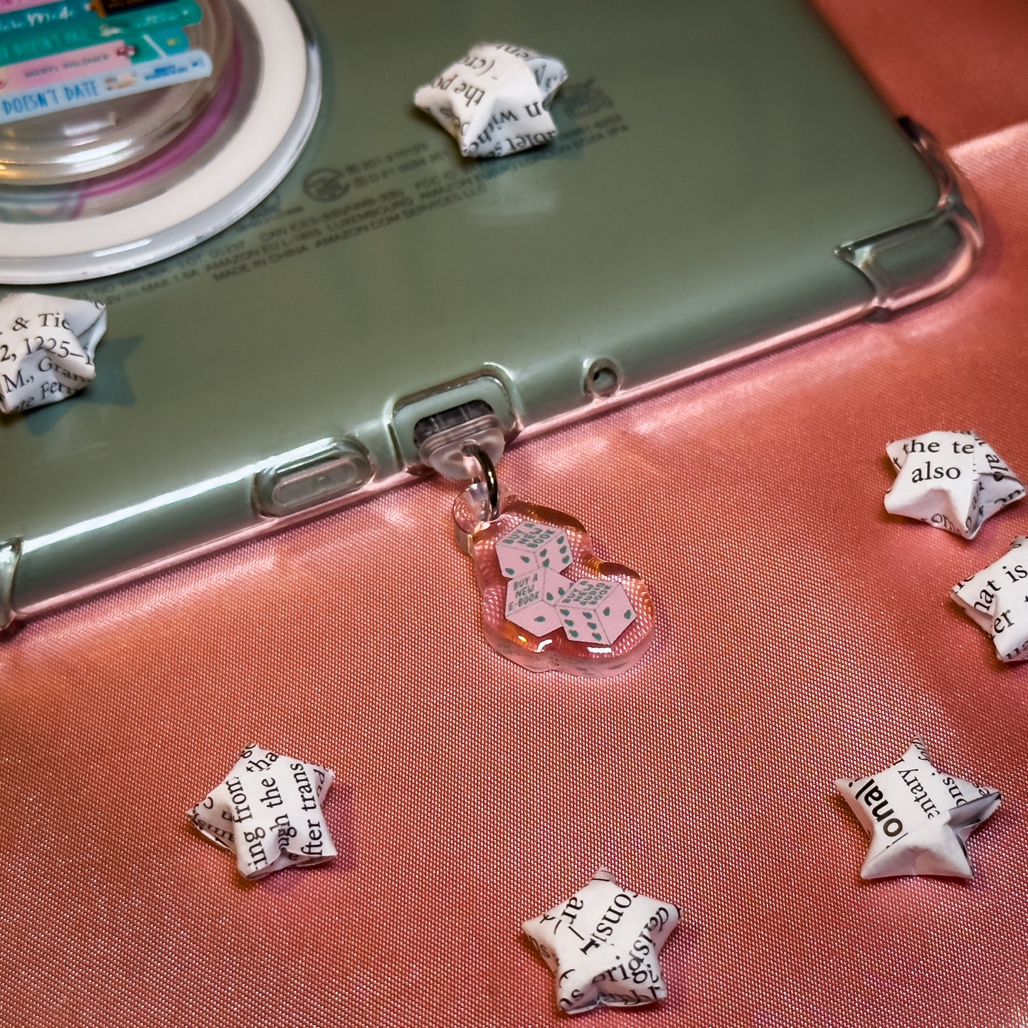 Buy A New Book Dice Kindle Phone Charm