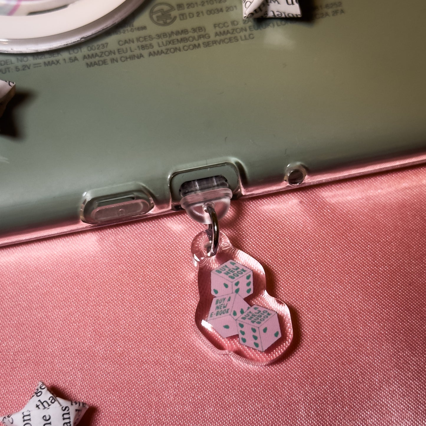 Buy A New Book Dice Kindle Phone Charm