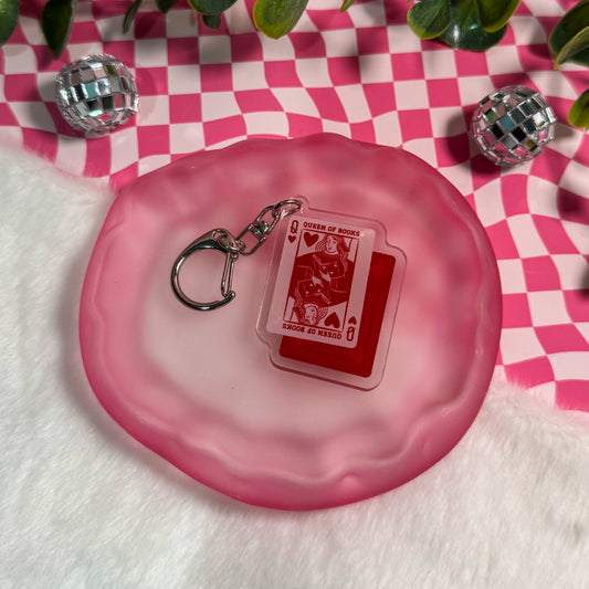 Queen of Books Playing Card Keyring