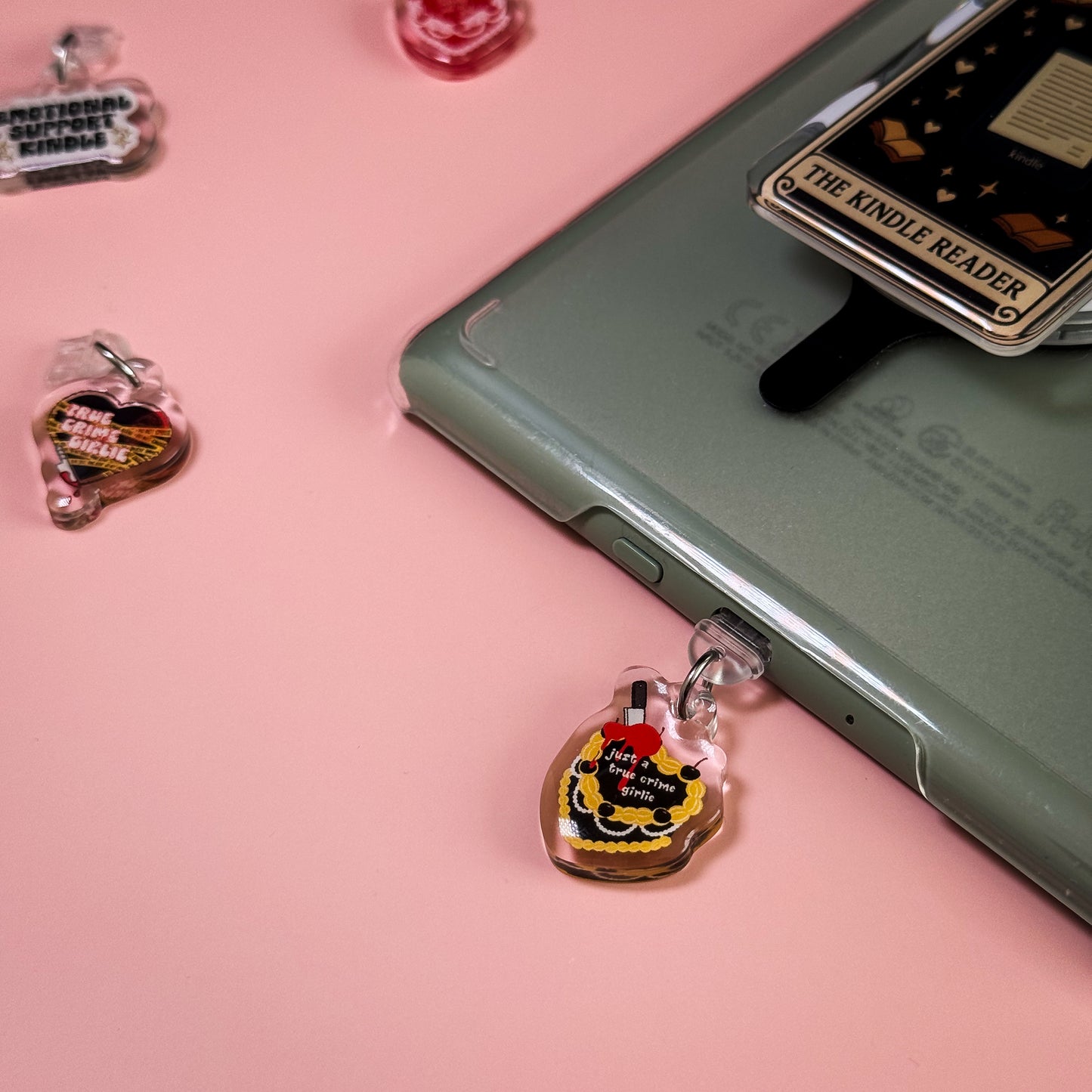 Just A True Crime Girlie Cake Kindle Phone Charm
