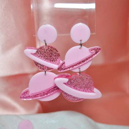 Glittery Planet Acrylic Earrings