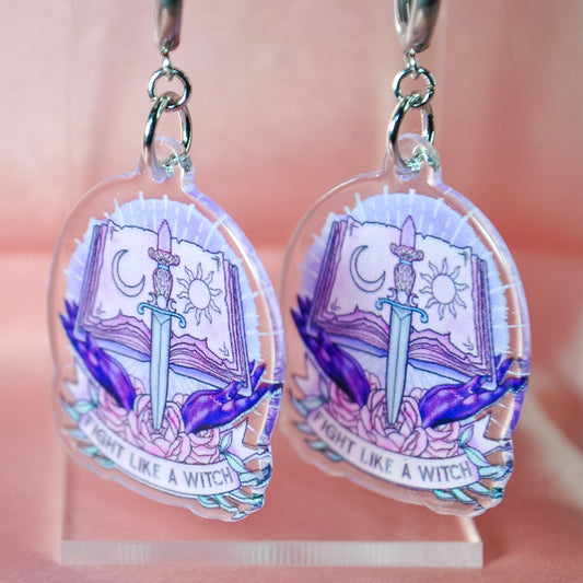 Fight Like A Witch Book Earrings