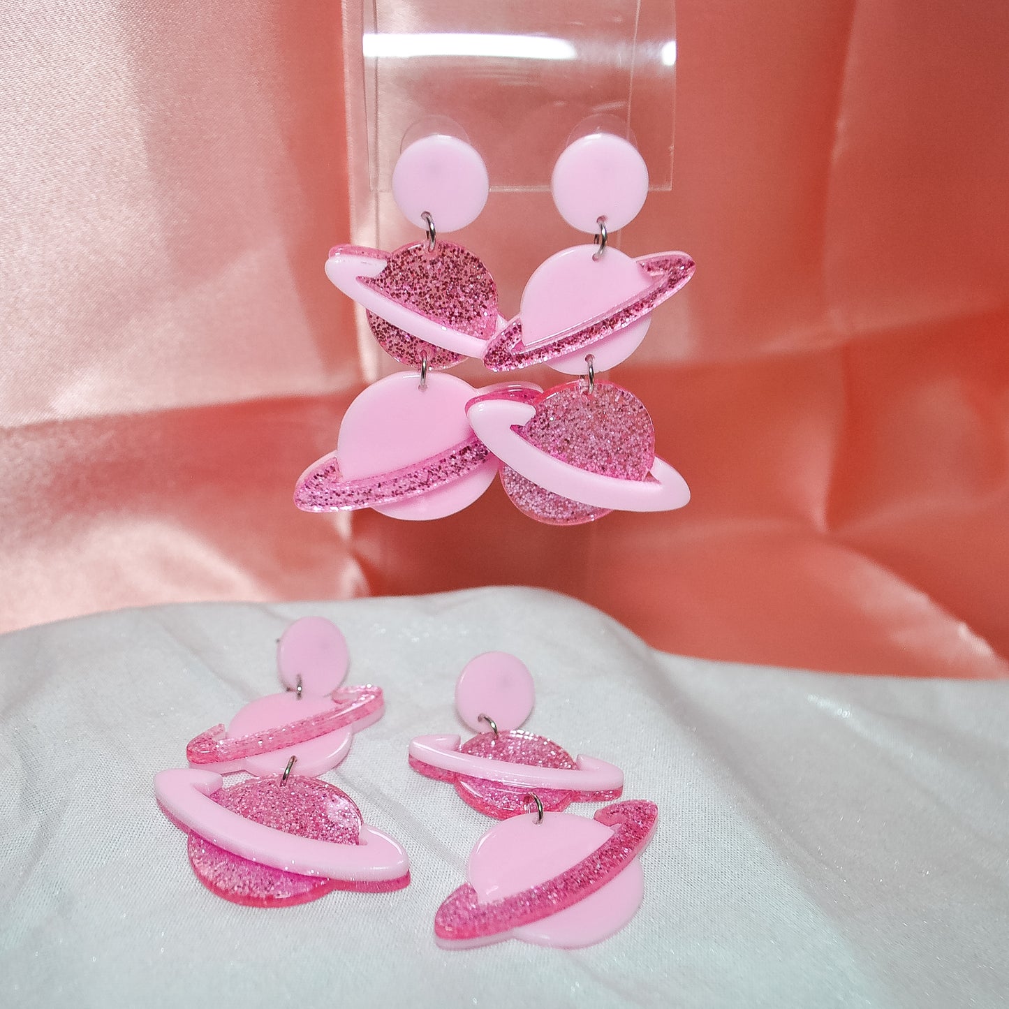 Glittery Planet Acrylic Earrings