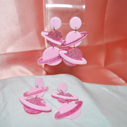 Glittery Planet Acrylic Earrings