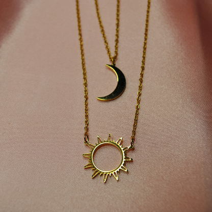 Sonne und Mond geschichtete Halskette