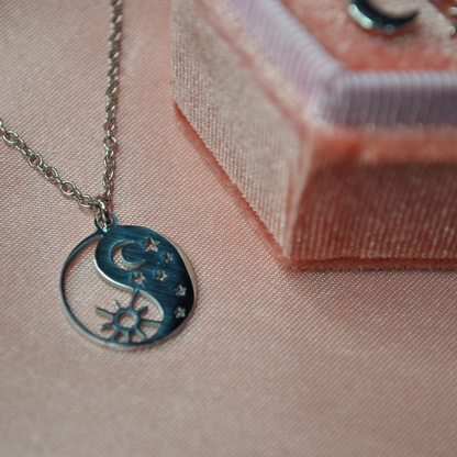 Sun and Moon Yin Yang Disc Necklace