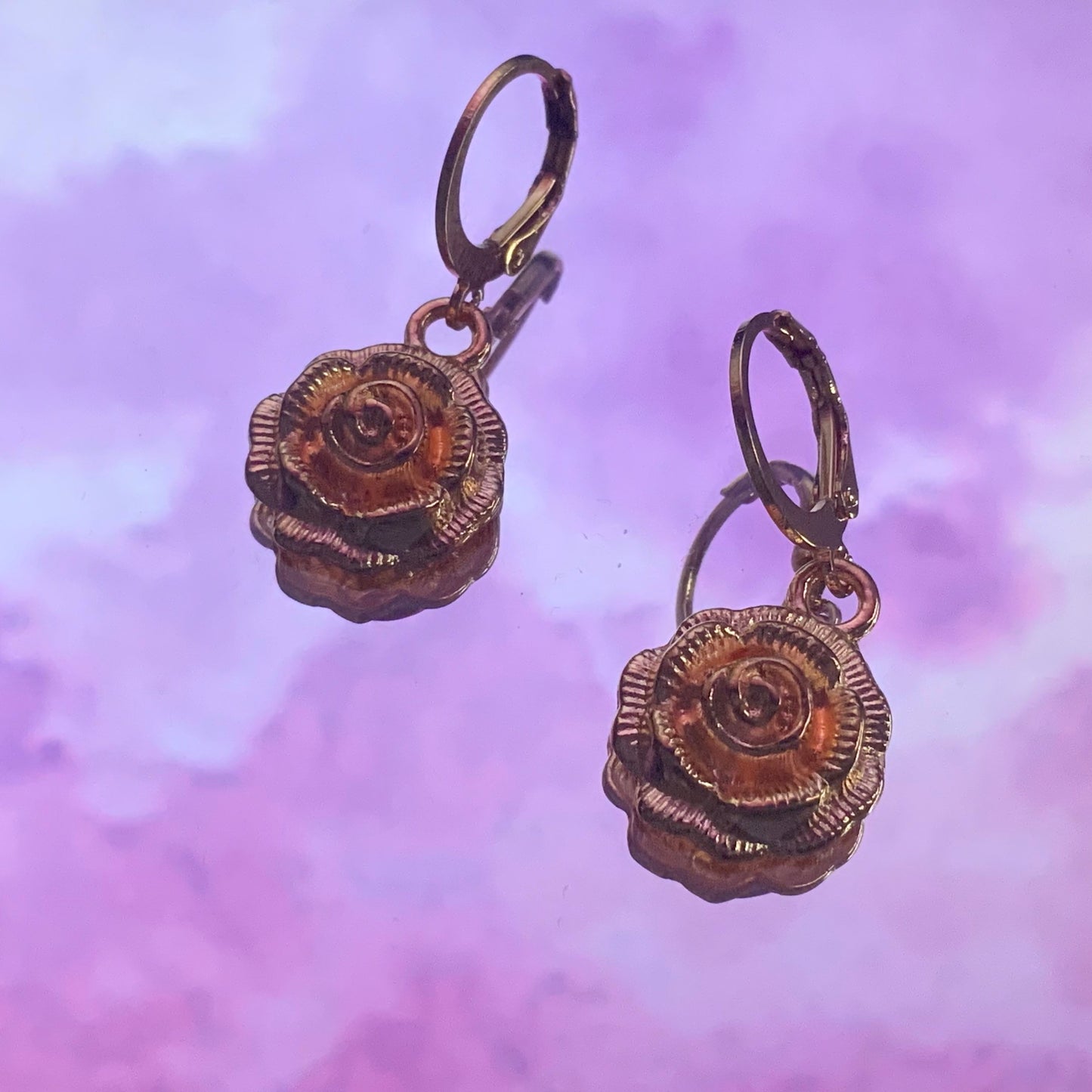 Rose Gold Rose Flower Huggie Hoop Earrings - Lxyclr Authentic