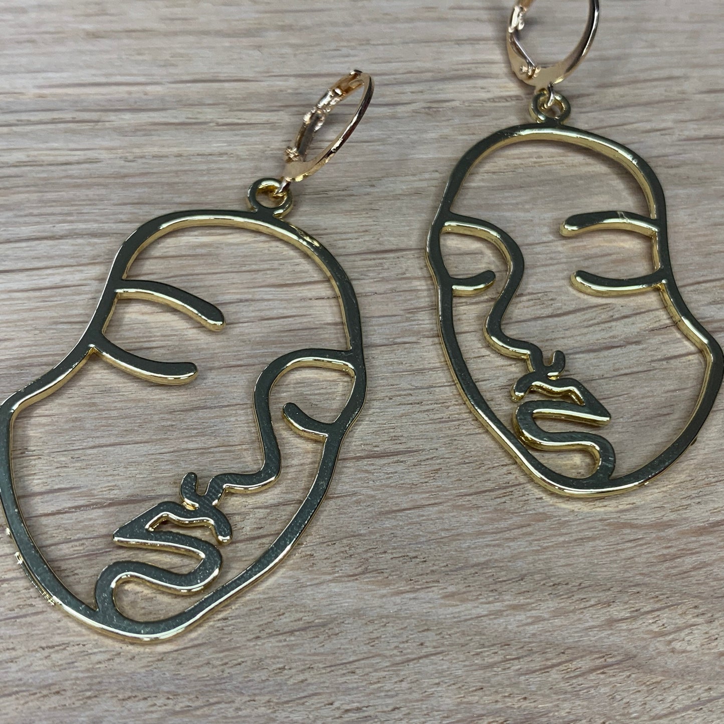 Gold Abstract Face Huggie Hoop Earrings - Lxyclr Authentic