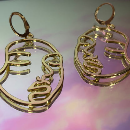 Gold Abstract Face Huggie Hoop Earrings - Lxyclr Authentic
