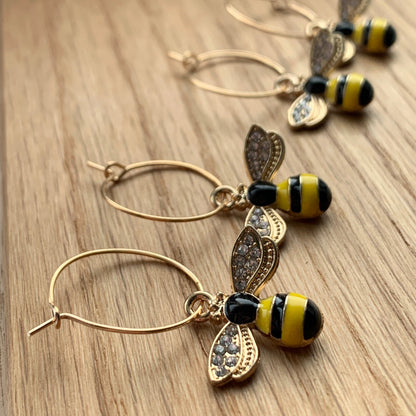 Simple Gold Bee Sparkle Earrings - Lxyclr Authentic