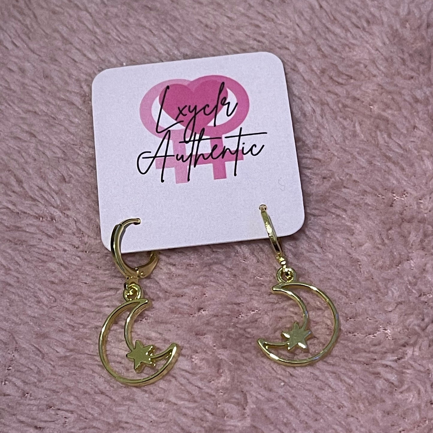 Crescent Moon and Star Huggie Hoop Earrings - Lxyclr Authentic