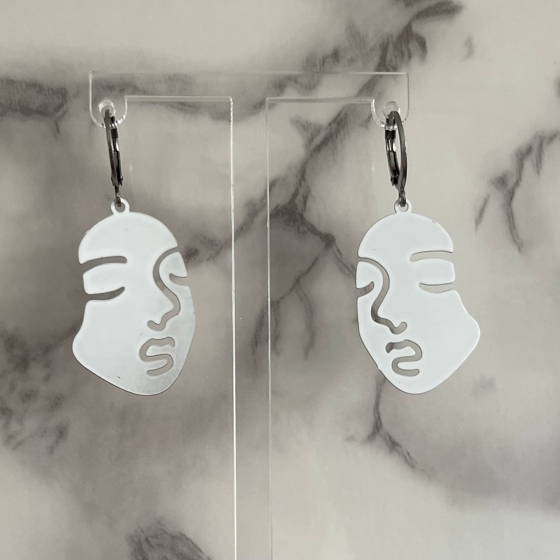 Bright Abstract Face Huggie Hoop Earrings - Lxyclr Authentic