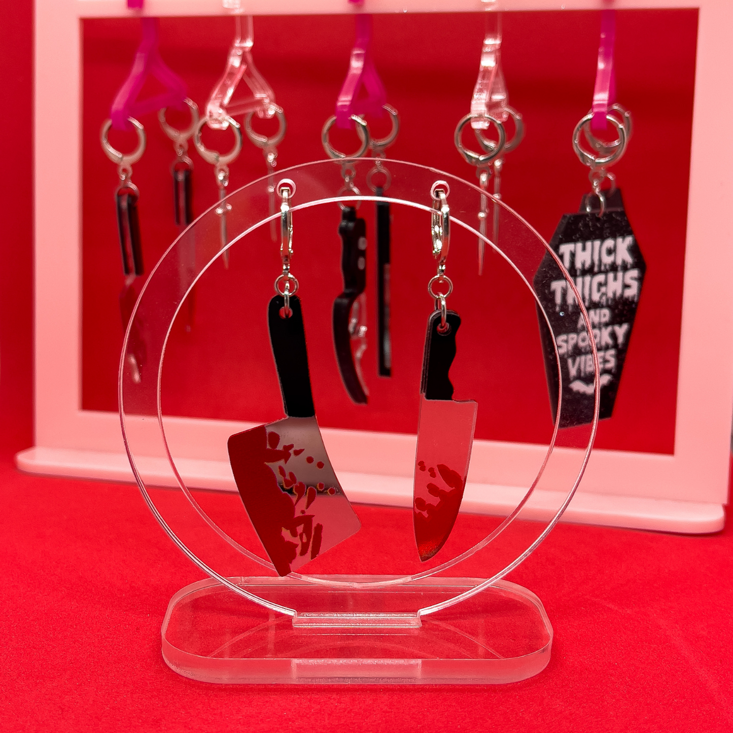 Fake Bloody Knife & Cleaver Earrings