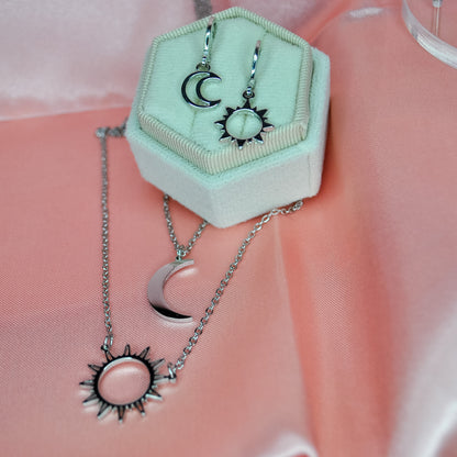 Hollow Sun and Moon Huggie Hoops