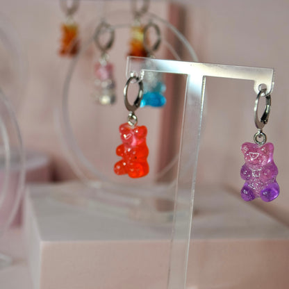 Glitter Gummy Bear Huggie Hoop Earrings - Lxyclr Authentic