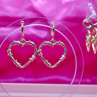 Barbed Wire Heart Earrings