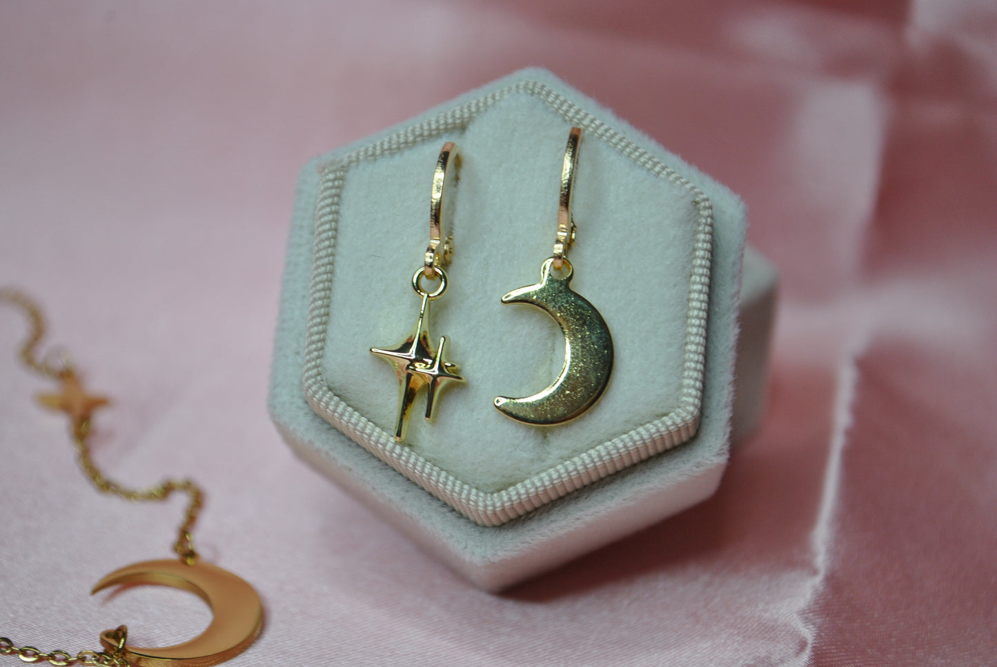 Statement Moon and Sparkle Huggie Hoops