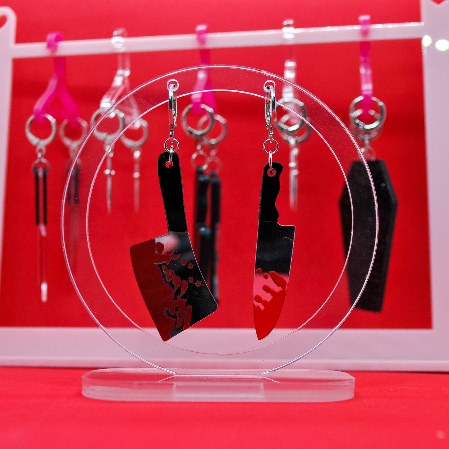 Fake Bloody Knife & Cleaver Earrings