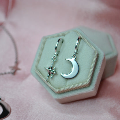 Statement Moon and Sparkle Huggie Hoops