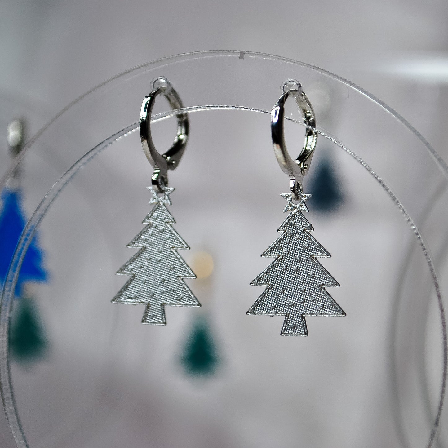 Bright Christmas Tree Huggie Hoop Earrings