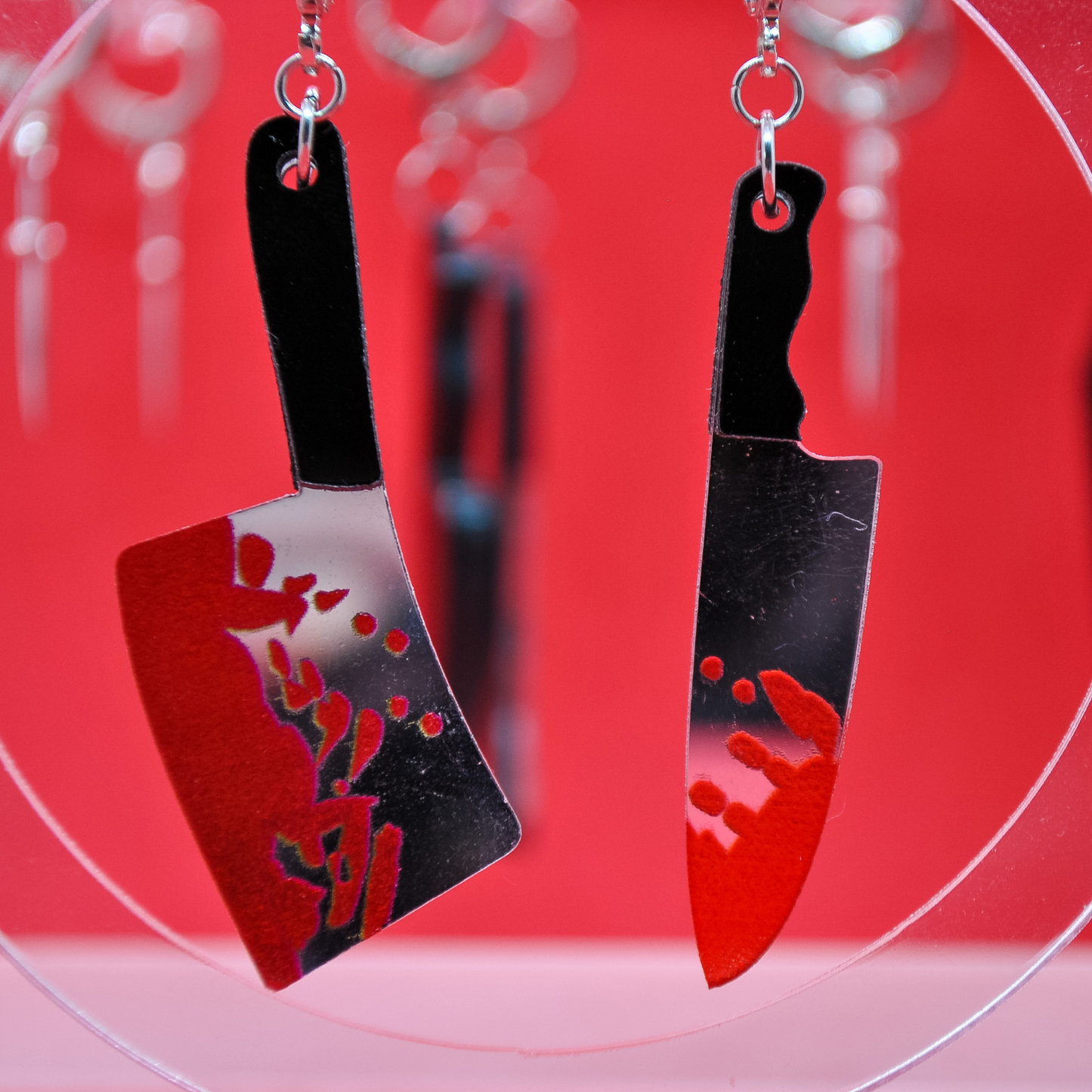 Fake Bloody Knife &amp; Cleaver Ohrringe