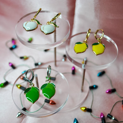 Lemon + Lime Enamel Huggie Hoop Earrings